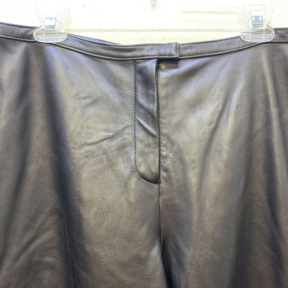 St. John Collection by Marie Gray Black Lined Leather Pants Size 14 - Picture 2 of 8